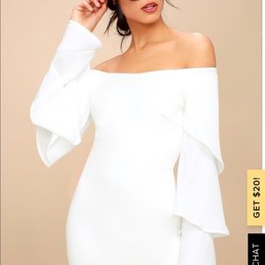 Lulus WHITE Mon Cherie Ruffle Dress SZ SMALL